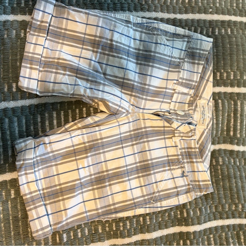 Abercrombie & Fitch Gray and White Plaid Shorts